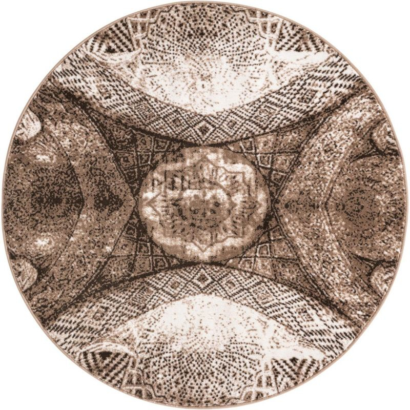 Unique Loom 5' 3 x 5' 3 Sofia  Albert Brown Round Area Rug