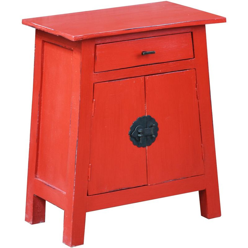 Besthom Shabby Chic Cottage 21 in. Red Rectangular Wood End Table