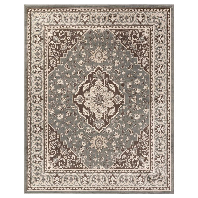 Traditional Vintage Medallion Floral Scroll Indoor Area Rug, 3'x5', Grey - Blue Nile Mills