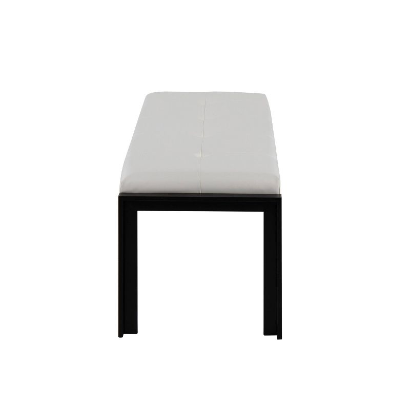 46" Fuji PU Leather/Metal Bench Black/White - LumiSource: Padded, Entryway, End of Bed
