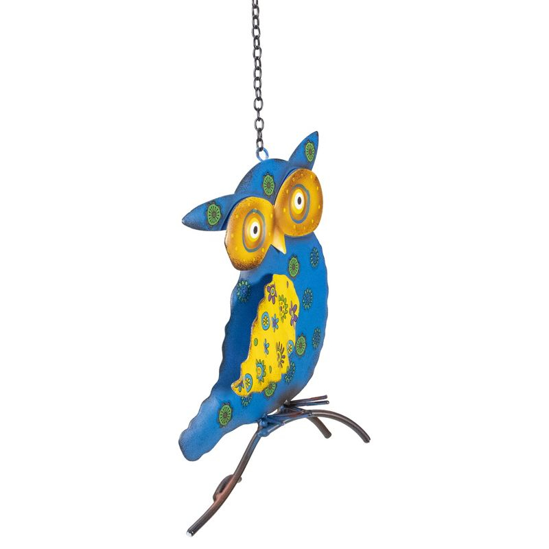 Northlight 7.75" Blue and Yellow Metal Owl Outdoor Wall Hanging