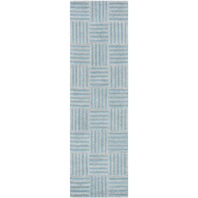 Abstract ABT602 Handmade Indoor Runner - Blue/Grey - 2'-3"x8' - Safavieh