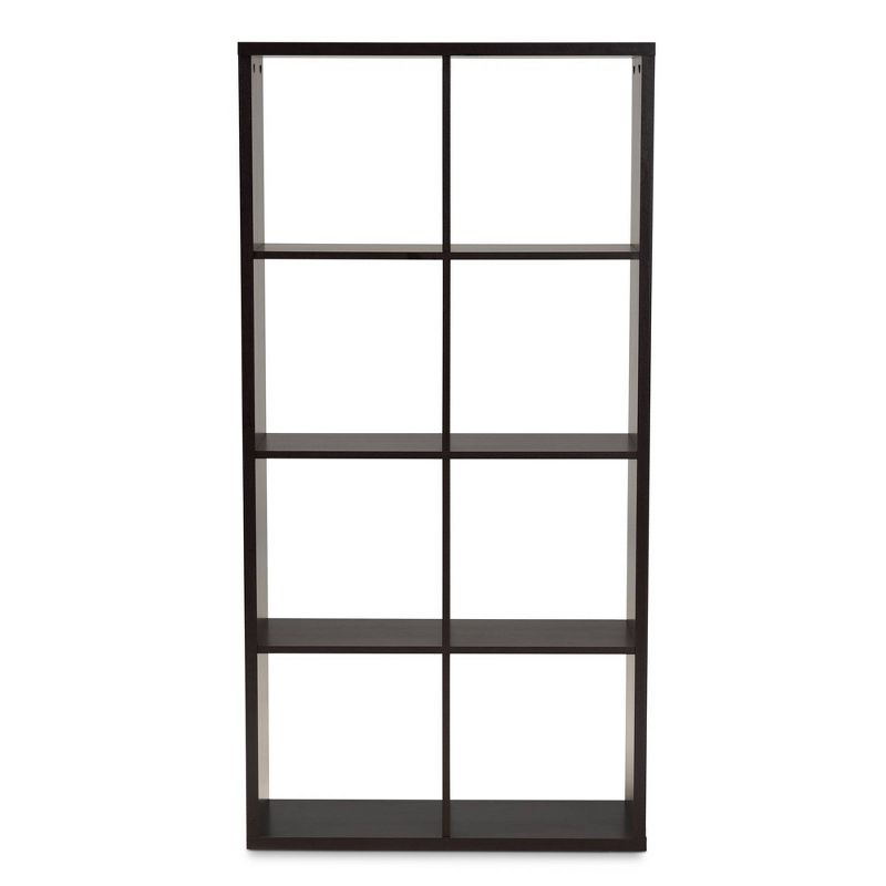 Janne 8 Cube Multipurpose Storage Shelf Dark Brown - Baxton Studio: Mid-Century Modern Cubby Organizer, Particle Board Frame