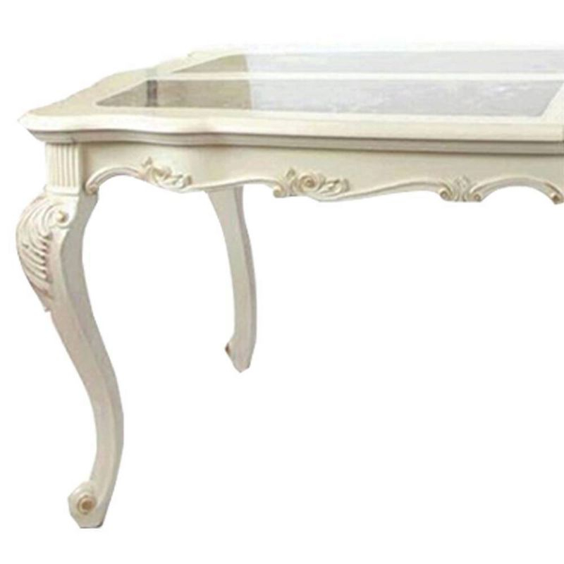 Chantelle 96" Dining Tables Marble Top and Pearl White - Acme Furniture