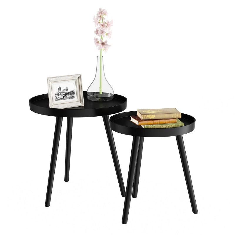 Nesting End Tables with Tray Top Black - Yorkshire Home: MDF Spindle-Legged Side & Accent Table Set