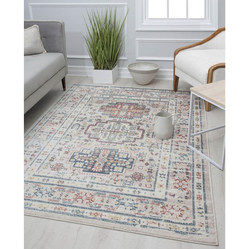 Rugs America Gallagher GL55D Flaxen Sundara Vintage Transitional Red Area Rug for Dining Room Rug Neutral Rug Living Room Rug Kitchen, 5'3"x7'
