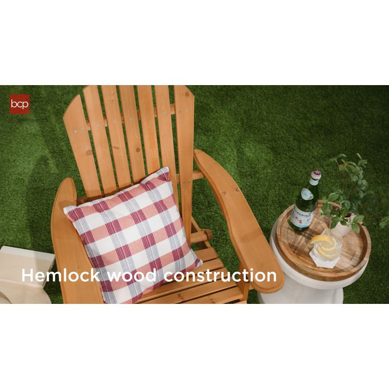 Best Choice Products Folding Adirondack Chair Outdoor, Wooden Accent Lounge Furniture w/ 350lb Capacity - Natural