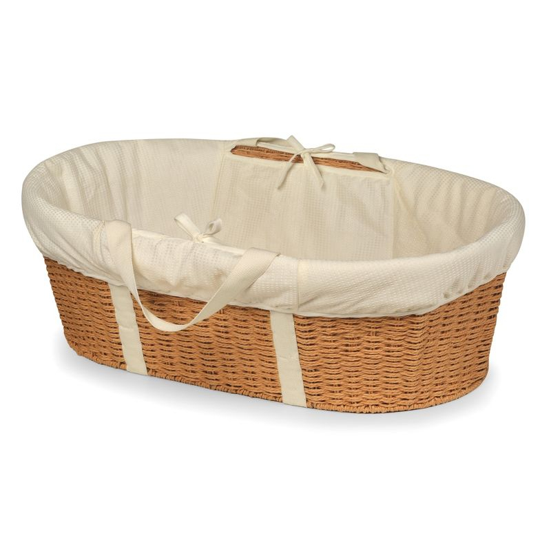 Wicker-Look Woven Baby Moses Changing Basket - Natural/Ecru