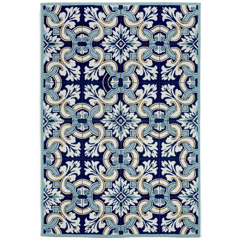 Liora Manne Ravella Floral Tile Indoor/Outdoor Rug Navy 3'6" x 5'6"