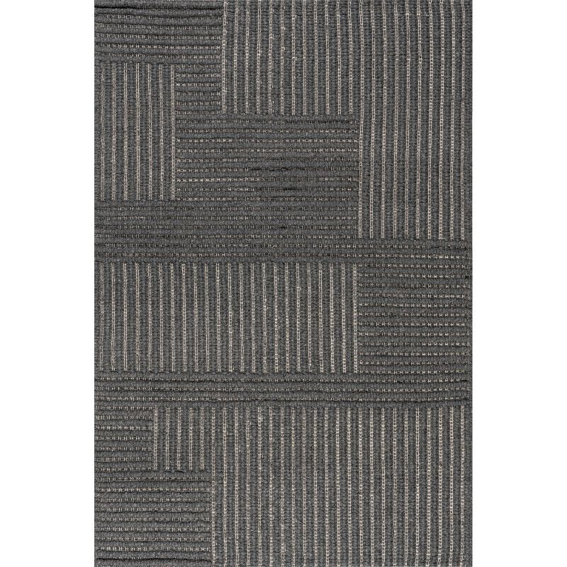 Nuloom Dorene Contemporary High-Low Striped Wool Indoor Area Rug, 9' x 12', Greys
