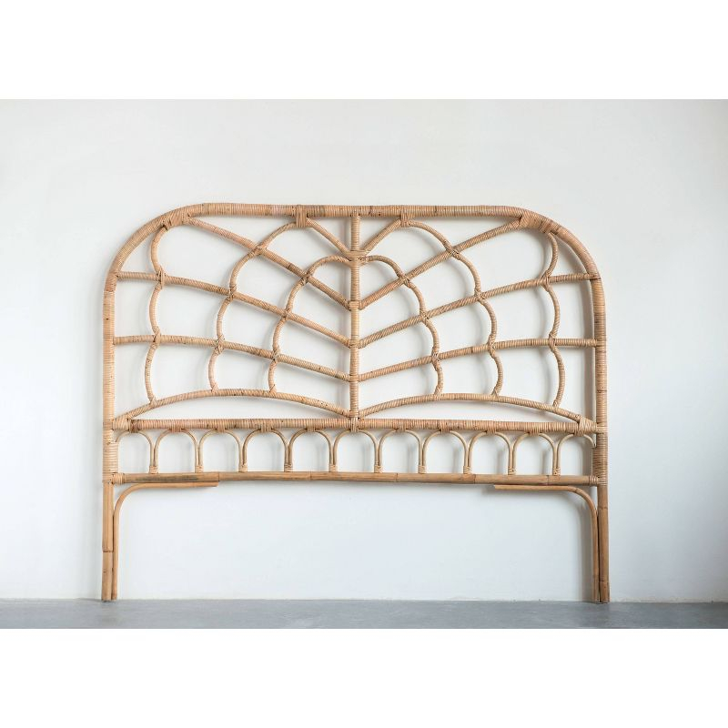 Storied Home Queen Rattan Arched Headboard Natural: Durable Weave, No Assembly, Eco-Friendly Material