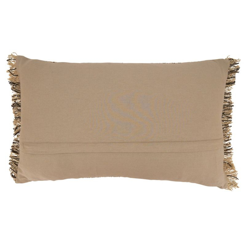 Saro Lifestyle Kantha Stitch Throw Pillow With Poly Filling, Natural, 14" x 23"