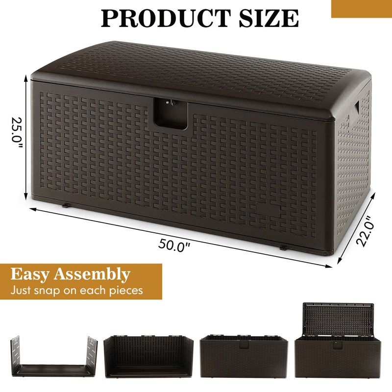 Costway 100 Gallon Patio Deck Box Outdoor Waterproof Storage Container for Tools Toys Brown