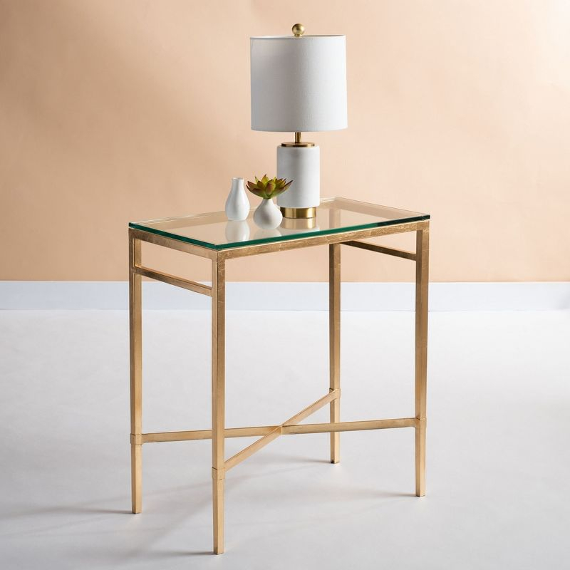 Viggo Side Table - Gold/Glass - Safavieh.