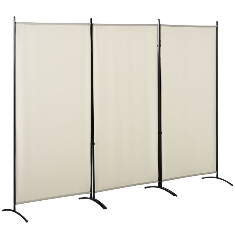 HOMCOM 3-Panel Room Divider Folding Privacy Screen Separator Partition Wall for Indoor Bedroom Office 100" x 72" Beige