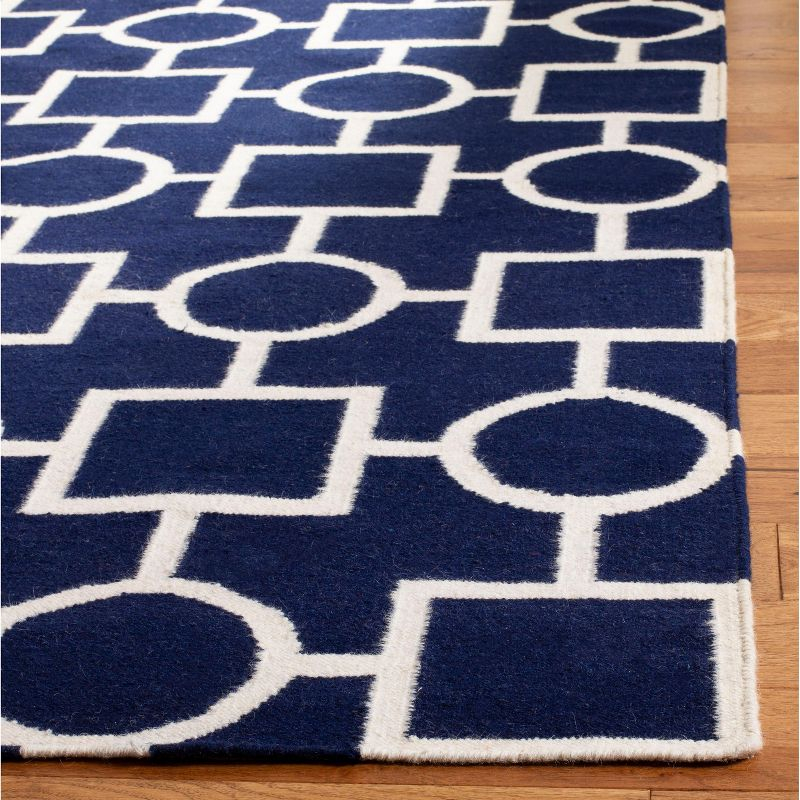 Dhurries DHU639 Hand Woven Area Rug - Navy/Ivory - 6'x9' - Safavieh.