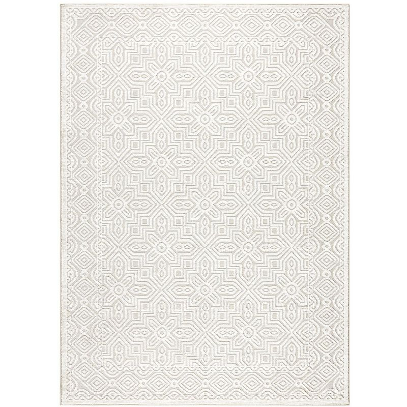 TOWN & COUNTRY LUXE Maya Medallion Indoor Area Rug with High-Low Texture, Ivory/Greige