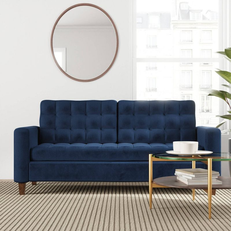 76” Brynn Upholstered Square Arm Sofa with Buttonless Tufting - Brookside Home