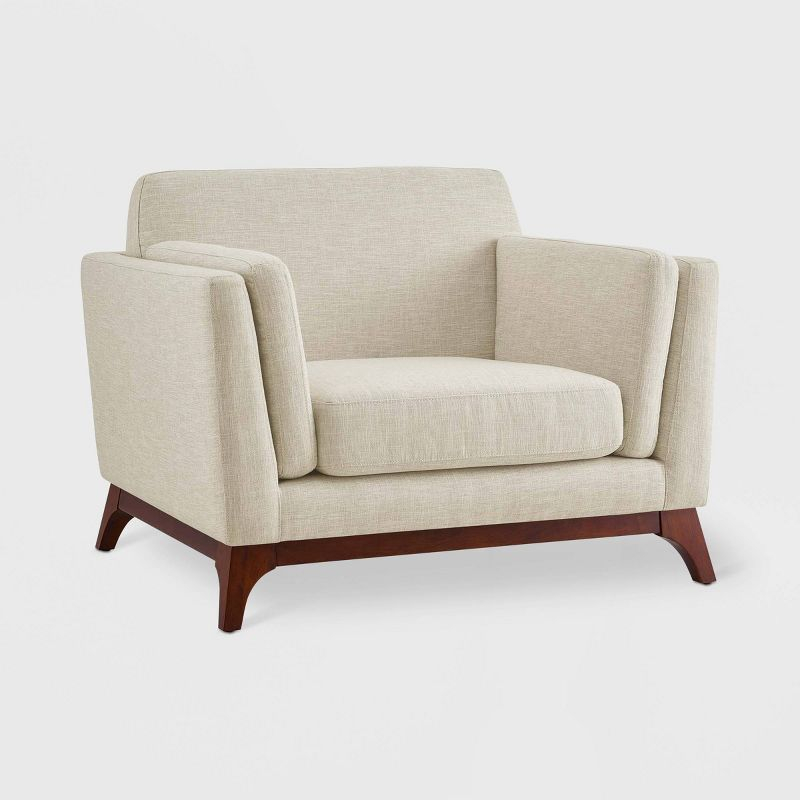 Modway Chance Upholstered Fabric Armchair Beige: Polyester, Wood Frame, Spot Clean, Modern Lounge Style