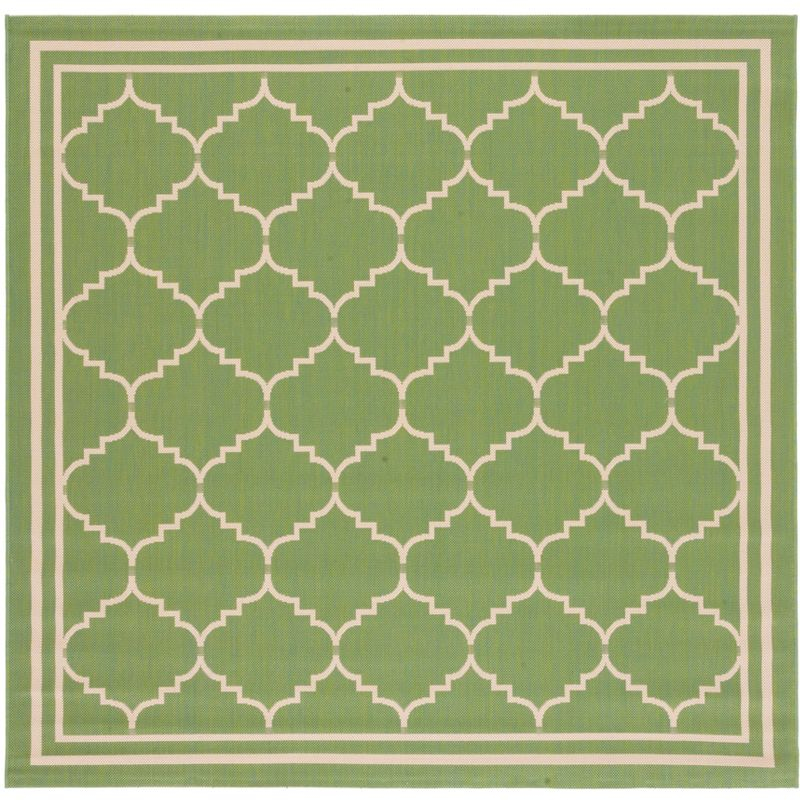 Courtyard CY6889 Power Loomed Indoor and Outdoor Area Rug - Green/Beige - 6'7"x6'7" - Safavieh