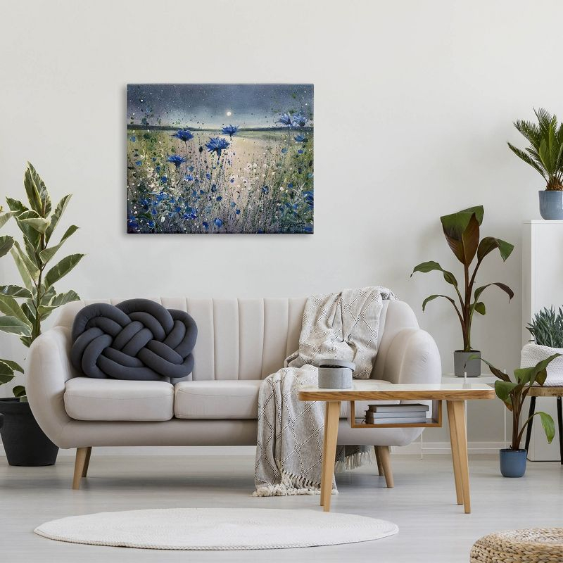 Stupell Industries Blooming Blue Flowers Night Moon Canvas Wall Art, 30 x 40