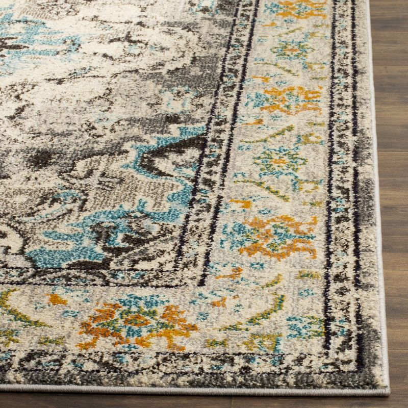 Monaco MNC243 Power Loomed Indoor Runner Rug - Grey/Light Blue - 2'2"x8' - Safavieh