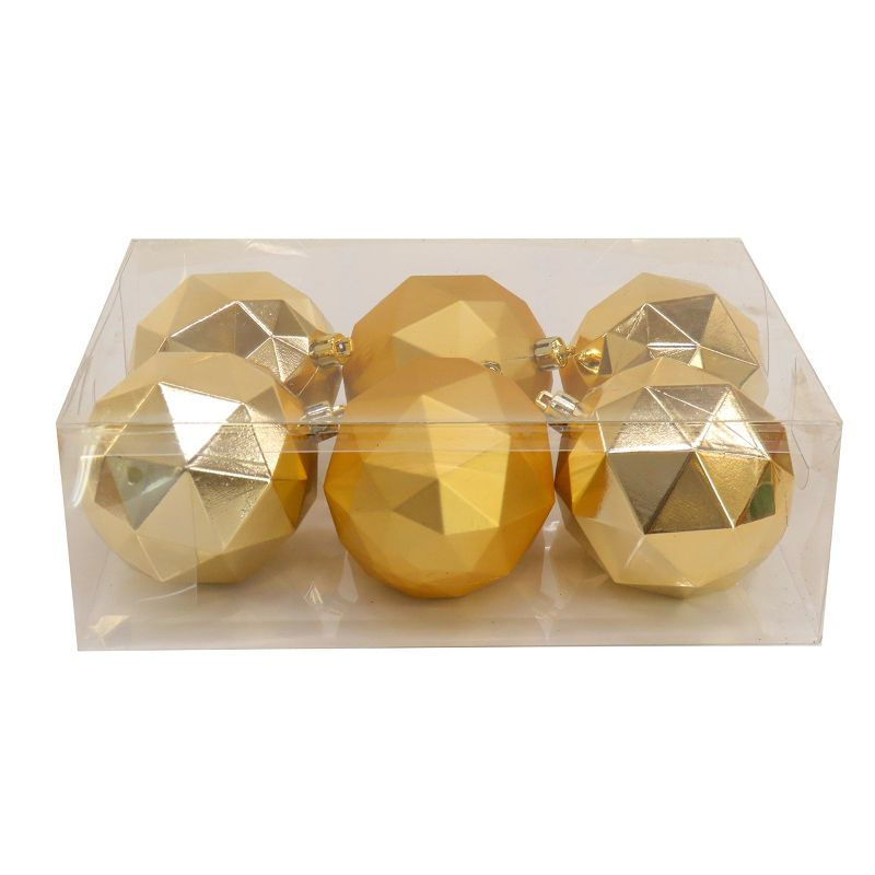 National Tree Company First Traditions Christmas Tree Ornaments, Metallic and Matte Yellow Gold, Set of 6