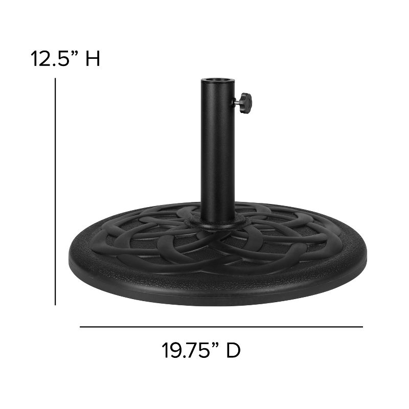 Emma and Oliver Universal Black Cement Patio Umbrella Base - Weatherproof - 19.25" Diameter