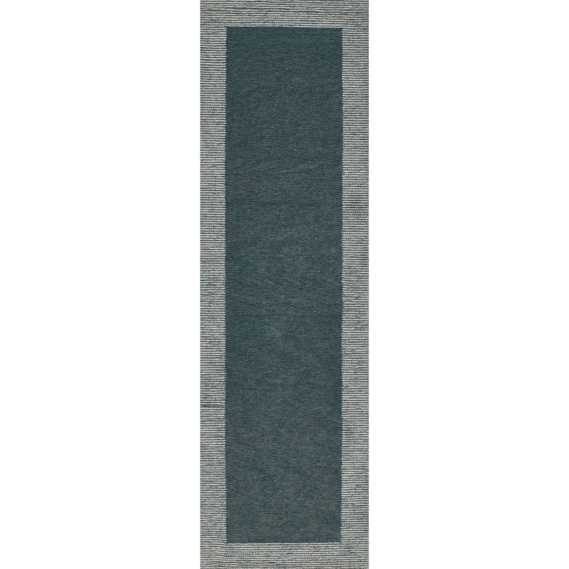 Momeni 2'3"x8' Everett Xena Handtufted Runner Rug Blue: Wool, Geometric Abstract, Indoor, Low Pile, Handmade