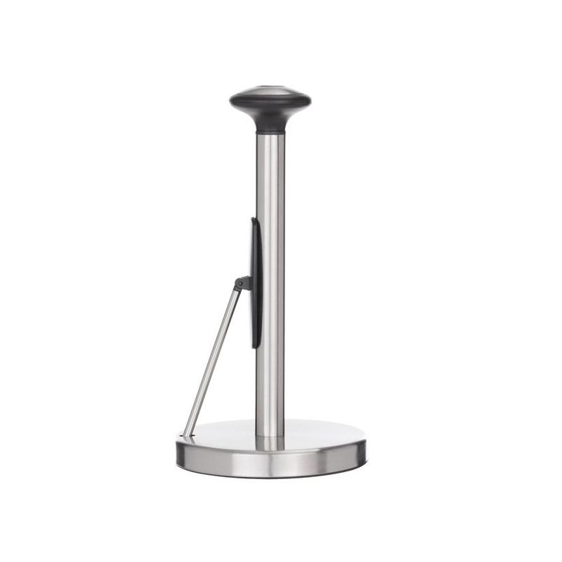 Jiallo Stainless Steel Paper Towel Holder with Black Knob and Tension Arm