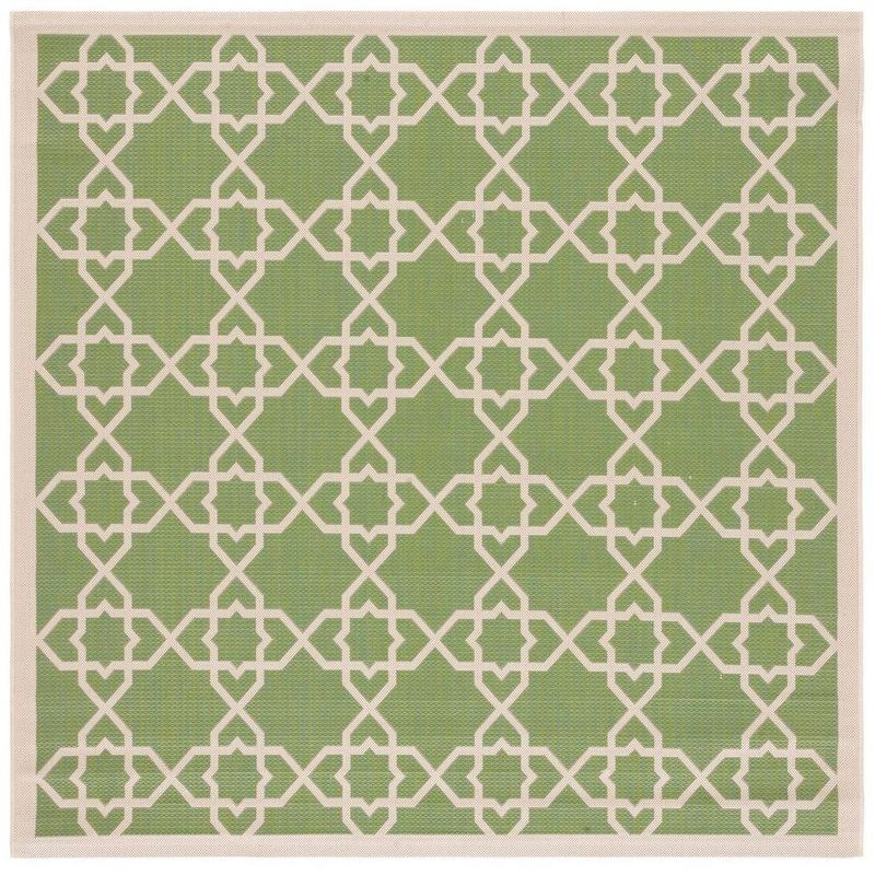 Courtyard CY6032 Power Loomed Indoor and Outdoor Area Rug - Green/Beige - 6'7"x6'7" - Safavieh