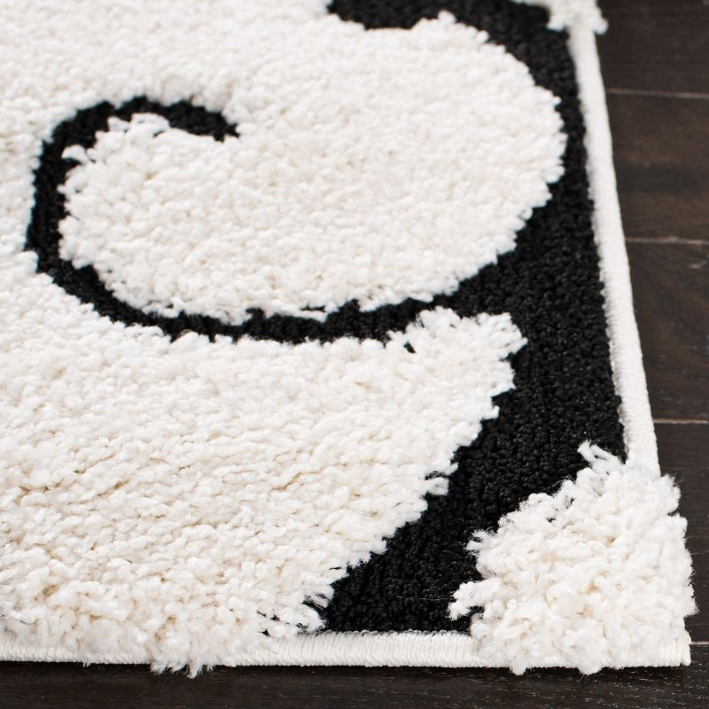 Florida Shag SG455 Power Loomed Area Rug - Ivory/Black - 5'x5' - Safavieh.