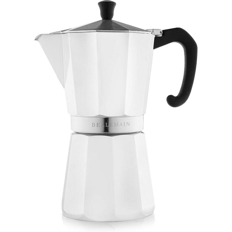 Bellemain 9-Cup Stovetop Espresso Maker – Classic Moka Pot in Elegant White for Rich, Authentic Coffee