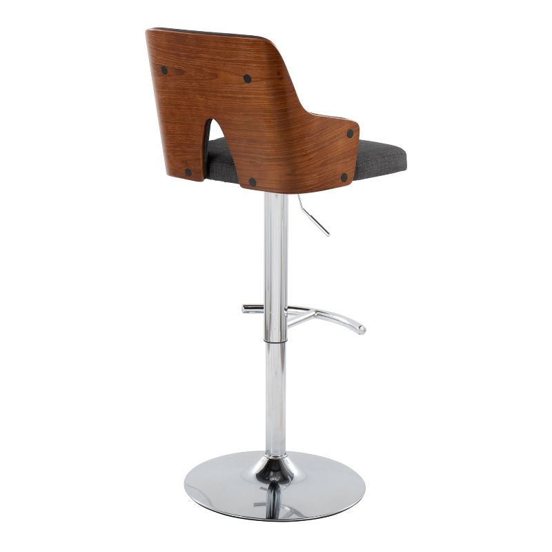 LumiSource Set of 2 Stella Adjustable Swivel Barstools Chrome/Walnut Wood/Charcoal