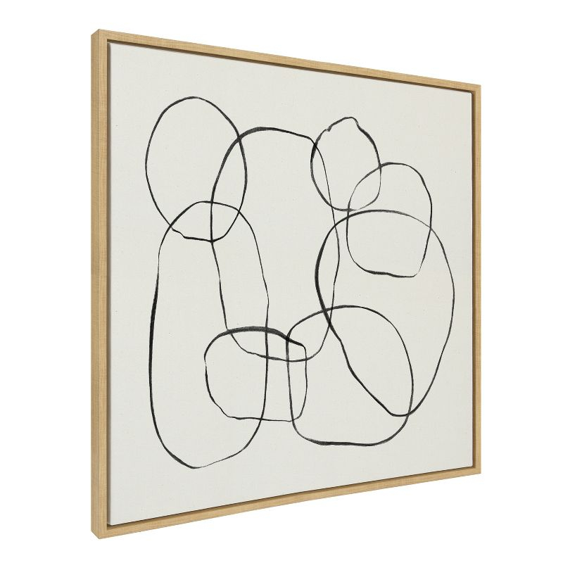 Kate and Laurel Sylvie Dancing Circles Framed Canvas by Teju Reval of SnazzyHues, 30x30, Natural