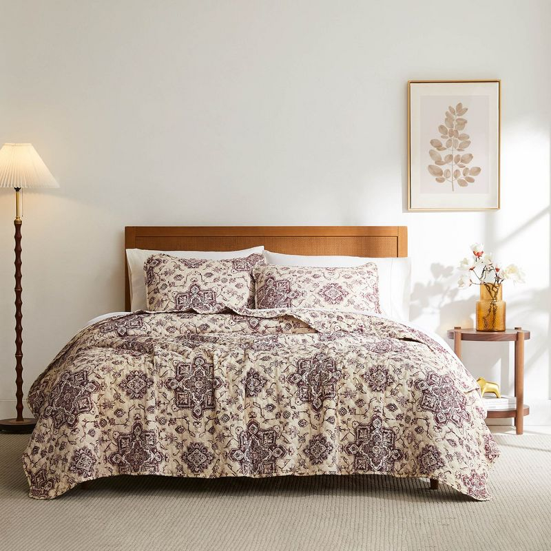 Southshore Fine Living Oversized Persia Lightweight 3-Piece Quilt Set Eggplant Full / Queen