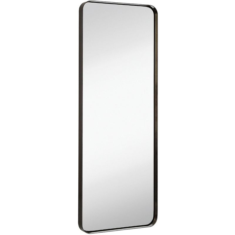 Hamilton Hills 18" x 48" Metal Black Framed Brushed Rectangular Wall Mirror