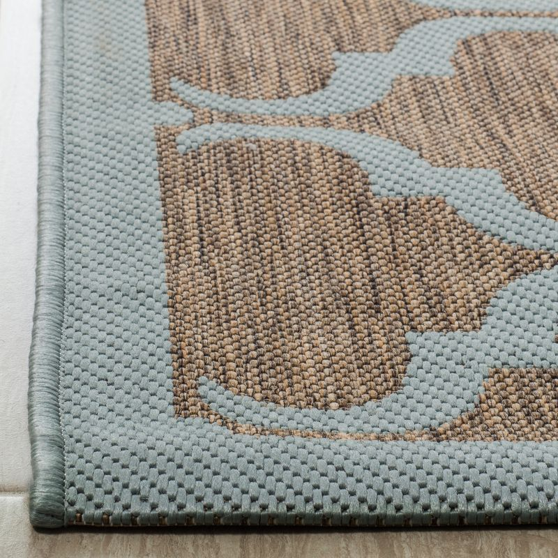 Courtyard CY6009 Power Loomed Indoor and Outdoor Area Rug - Brown/Aqua - 5'3"x7'7" - Safavieh