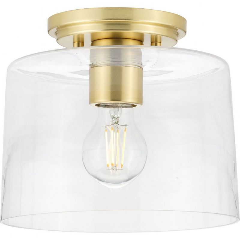 Progress Lighting, Adley Collection, 1-Light Flush Mount, Satin Brass, Clear Glass Shade