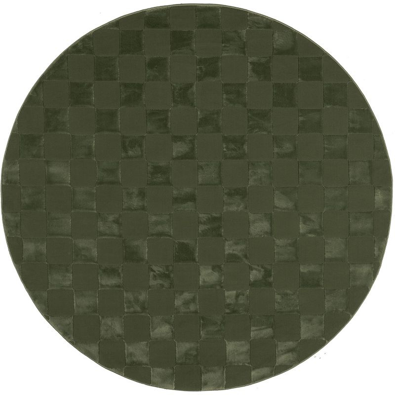 Nuloom Alaiya Checkered Pet Friendly Textured Machine Washable Area Rug, Round 6', Green