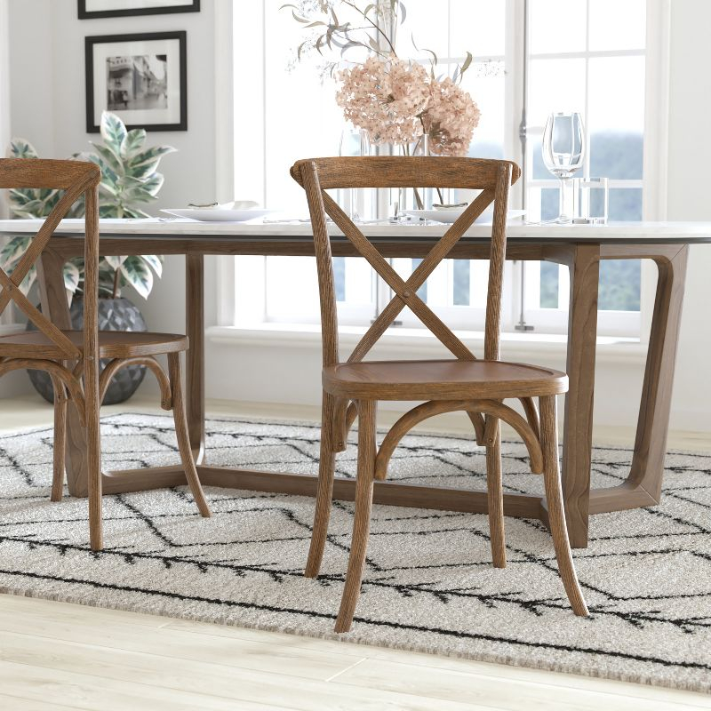 Flash Furniture Advantage Hand Scraped Dark Natural X-Back Chair