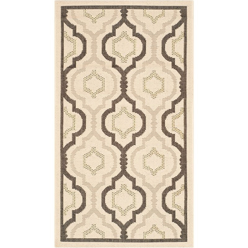 Courtyard CY7938 Power Loomed Indoor and Outdoor Accent Rug - Beige/Black - 2'x3'7" - Safavieh