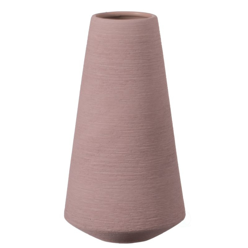 Uniquewise 10" H Decorative Ceramic Round Cone Shape Centerpiece Table Vase Pink, Large