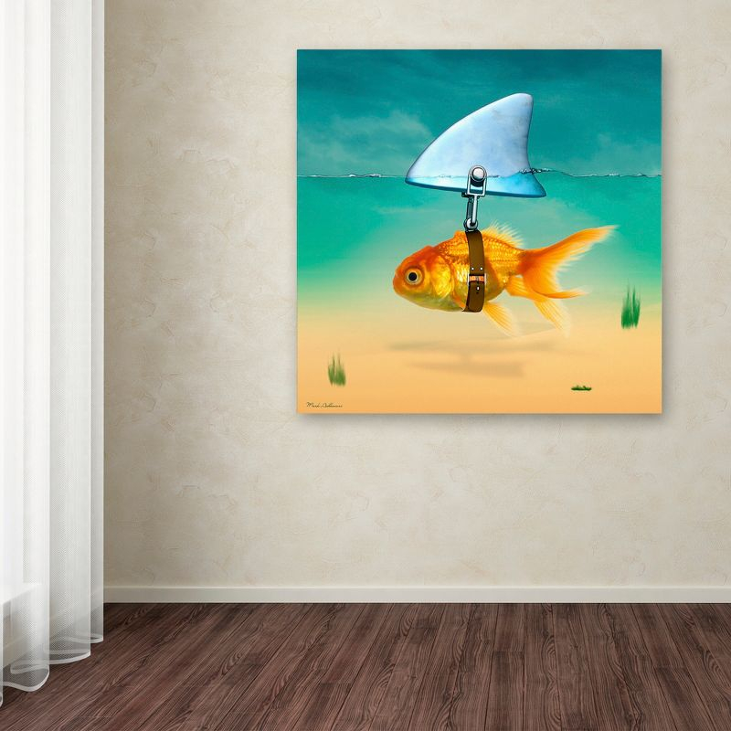 Trademark Fine Art - 14"x14" Mark Ashkenazi 'Gold Fish' Canvas Art