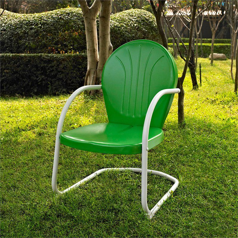Metal Patio Arm Chair - Green: Crosley, Powder-Coated Steel Frame, UV & Weather-Resistant, 250lb Capacity