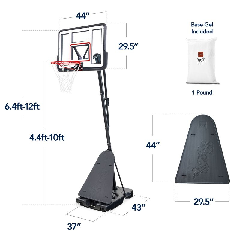 Best Choice Products Adjustable 4.4-10ft Basketball Hoop, Portable Goal w/Shatterproof Backboard, Ball Return - White