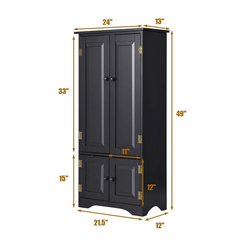 Costway Accent Storage Cabinet Adjustable Shelves Antique 2 Door Floor Cabinet Black
