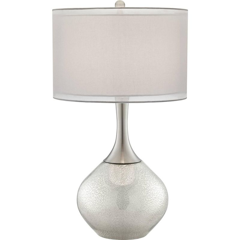 Possini Euro Design Swift Modern Table Lamp 30 1/2" Tall Mercury Glass Double Shade for Bedroom Living Room House Bedside Nightstand Office Entryway