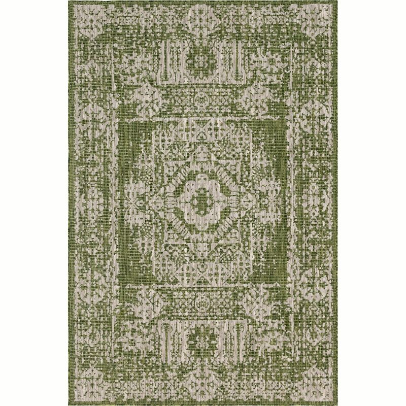 Unique Loom 6' 0 x 9' 0 Rectangle Indoor/Outdoor Traditional Green Area Rug