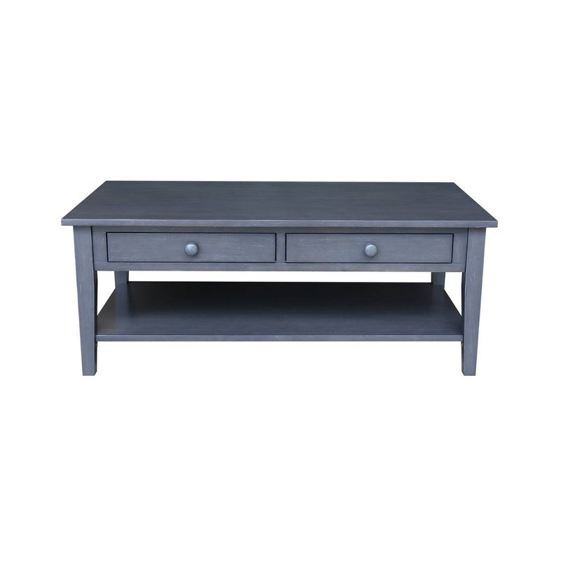 International Concepts Spencer Coffee Table Antique Washed Heather Gray: Solid Wood, Parawood, Rectangle